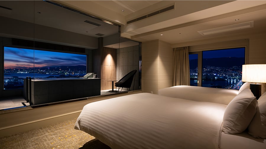 神戸夜景を一望!ベイシェラトンに展望風呂&プライベートサウナ