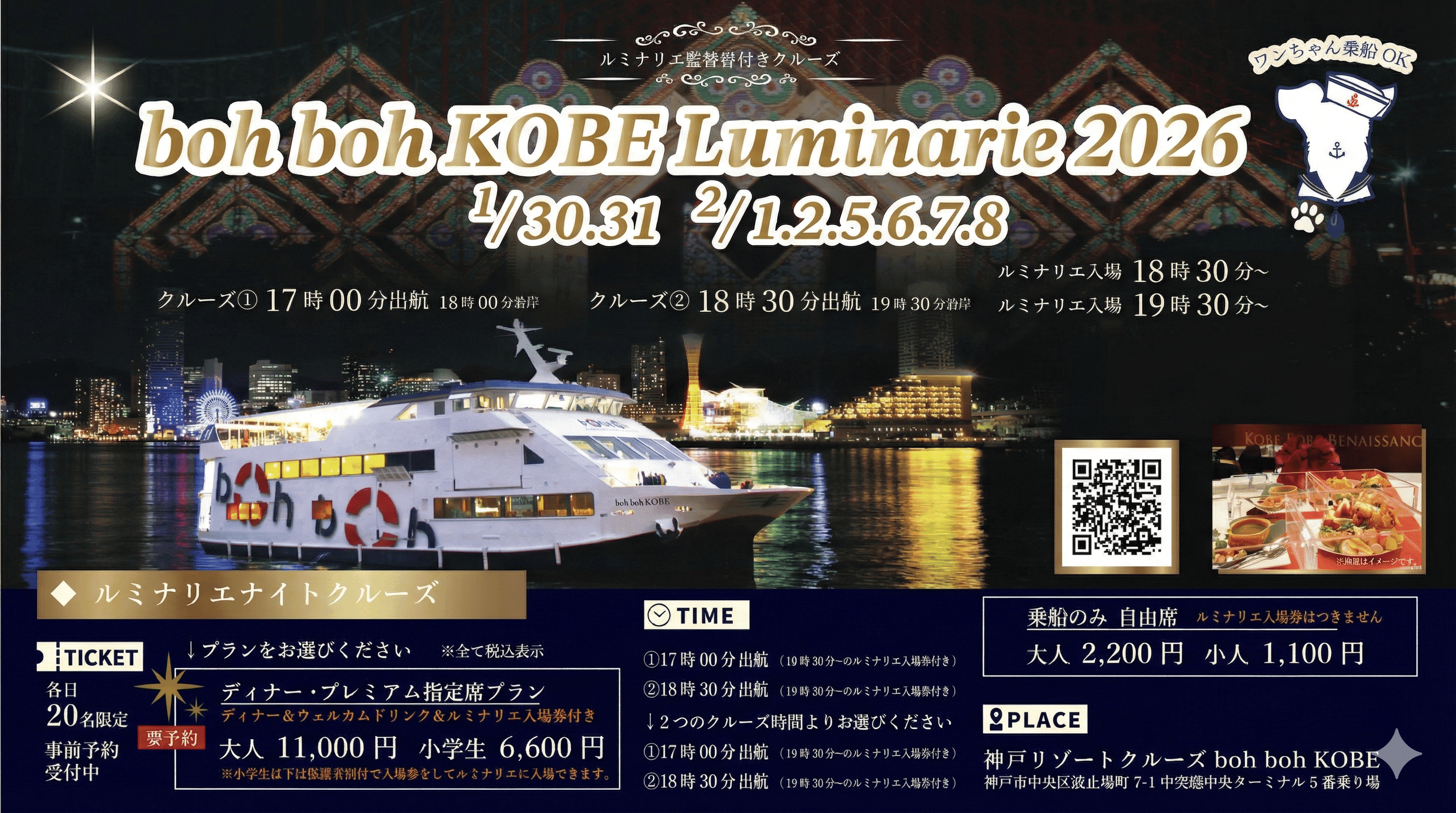 光の絶景!boh boh KOBEルミナリエナイトクルーズで感動体験