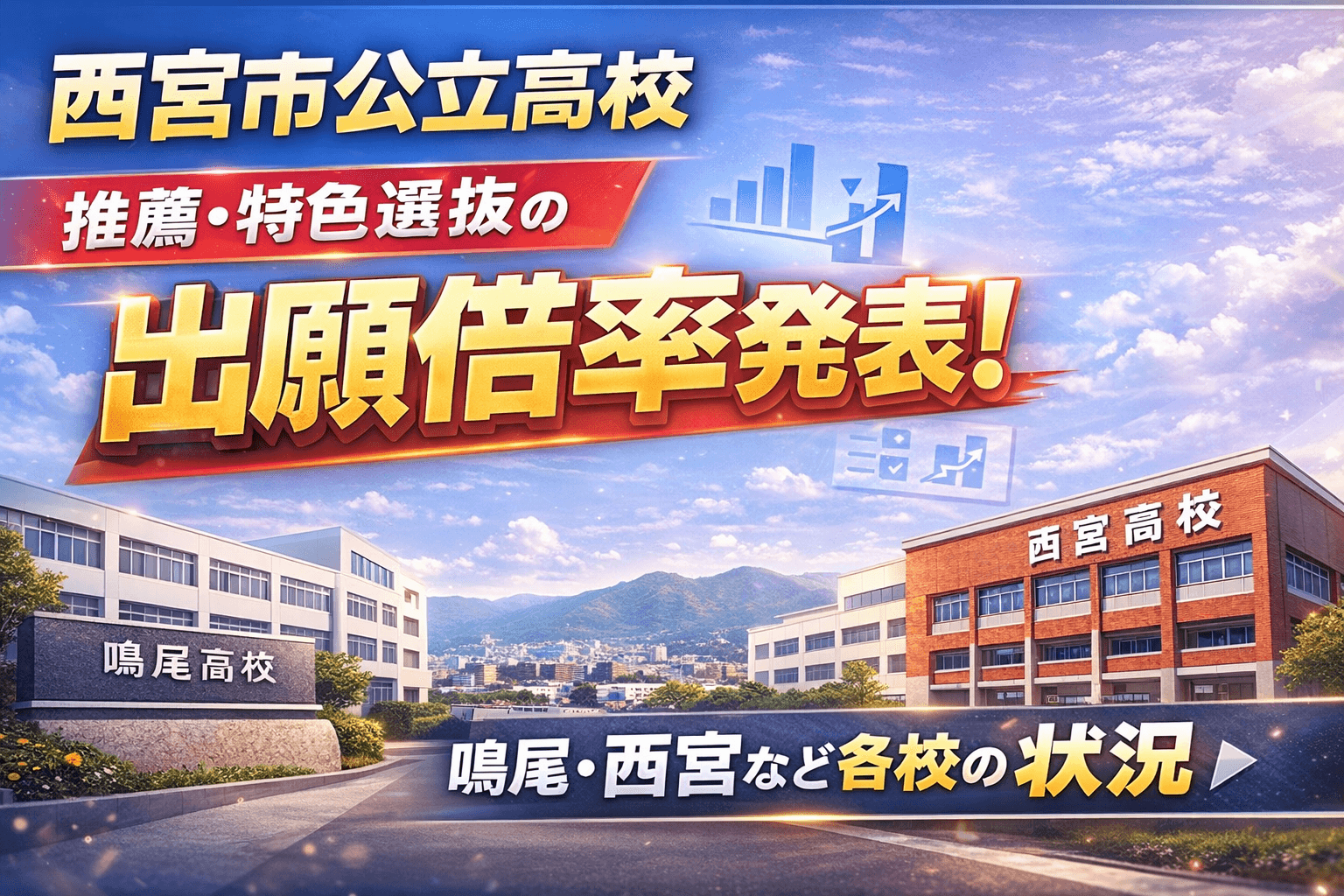 西宮市公立高校、推薦・特色選抜の出願倍率発表!鳴尾・西宮など各校の状況
